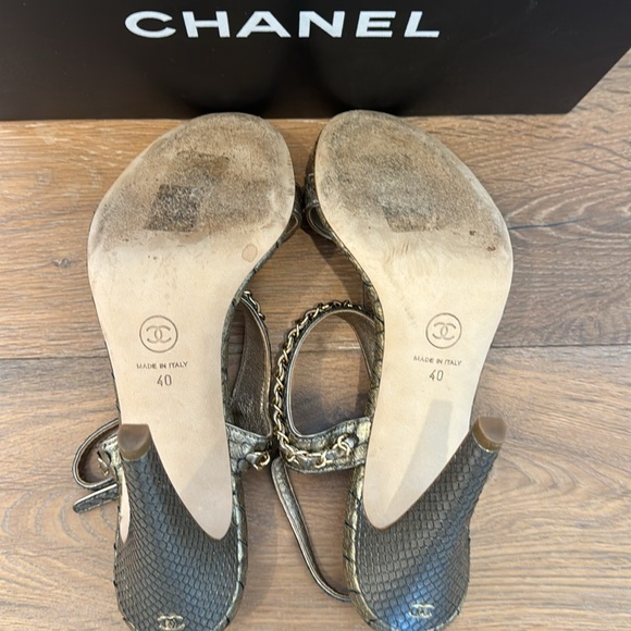 Chanel Gold Python Sandals - Picture 5 of 14
